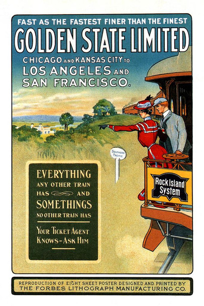 Laminated Golden State Limited Vintage Illustration Travel Art Deco Vintage French Wall Art Nouveau 1920 French Advertising Vintage Poster Prints Art Nouveau Decor Poster Dry Erase Wall Art 12x18