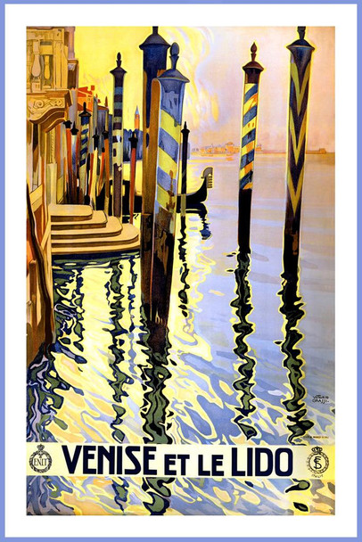 Laminated Venise Et Le Lido Vintage Illustration Travel Art Deco Vintage French Wall Art Nouveau French Advertising Vintage Poster Prints Art Nouveau Decor Poster Dry Erase Wall Art 12x18