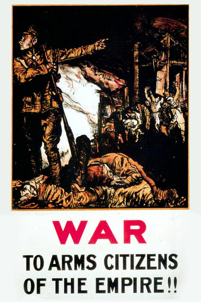 Laminated 1915 War To Arms Citizens Of The Empire Vintage Illustration Travel Poster Dry Erase Wall Art 12x18