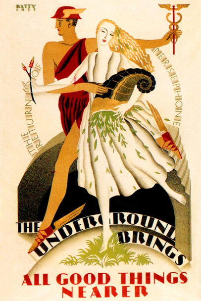 Laminated 1933 Good Things Nearer Vintage Illustration Travel Underground Railroad Art Deco Eclectic Advertising French Wall Vintage Art Nouveau Vintage Art Prints Poster Dry Erase Wall Art 12x18