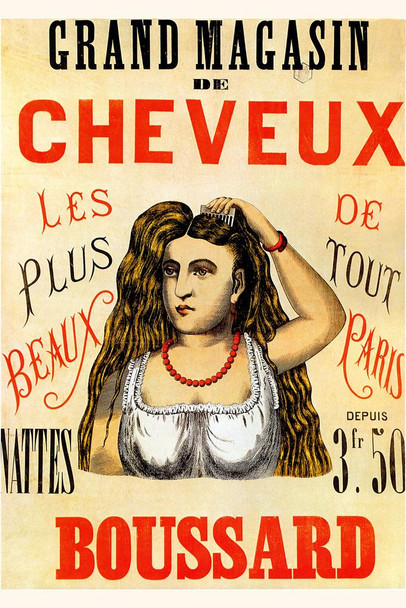 Laminated Cheveux Boussard Hair Salon Vintage Illustration Art Deco Vintage French Wall Art Nouveau 1920 French Advertising Vintage Poster Prints Art Nouveau Decor Poster Dry Erase Wall Art 12x18
