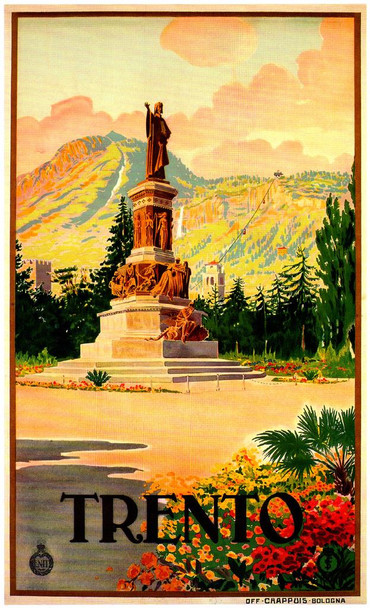 Laminated Visit Trento Italy Italian Turismo Vintage Illustration Travel Poster Dry Erase Wall Art 12x18