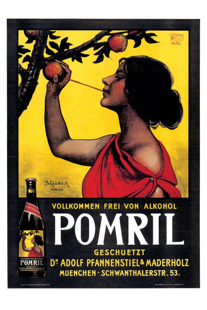 Laminated Pomril Apple Soda Sweden Vintage Illustration Art Deco Vintage French Wall Art Nouveau French Advertising Vintage Poster Prints Art Nouveau Decor Poster Dry Erase Wall Art 12x18