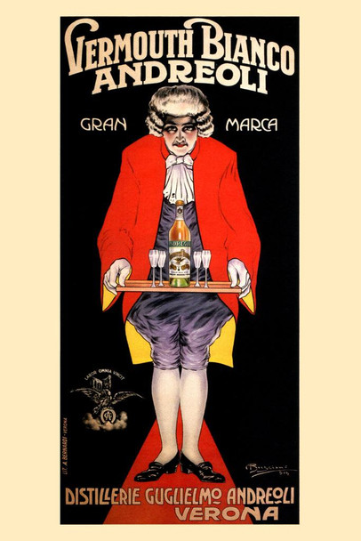 Laminated Vermouth Bianco Andreoli Vintage Illustration Art Deco Liquor Vintage French Wall Art Nouveau Booze Poster Print French Advertising Vintage Art Prints Poster Dry Erase Wall Art 12x18