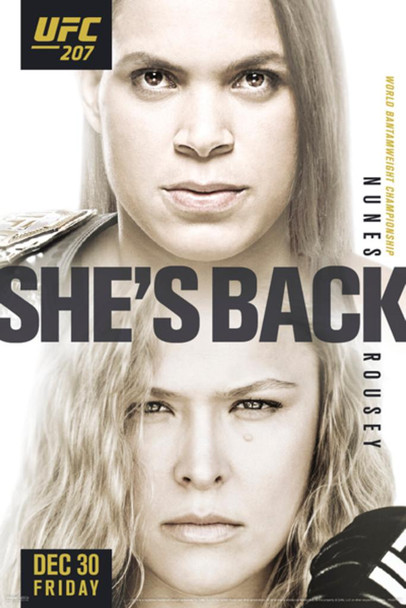 Laminated Official UFC 207 Amanda Nunes vs Ronda Rousey Sports Poster 24x36