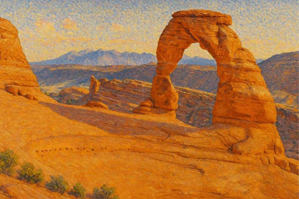 Laminated Arches National Park Pointillist Landscape Wall Art Print Poster 16x24