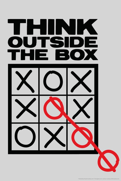 Laminated Think Outside The Box Tic Tac Toe Humor Poster Dry Erase Wall Art 16x24