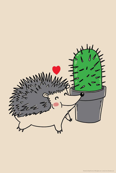 Laminated Prickly Love Funny Poster Dry Erase Wall Art 16x24