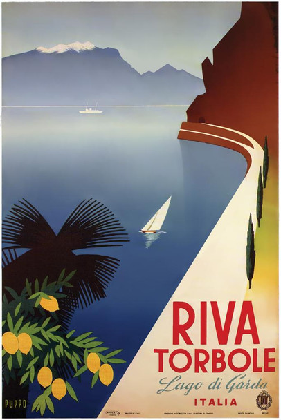 Laminated Riva Torbole Lago de Garda Italia Lake Italy Vintage Travel Poster Dry Erase Wall Art 16x24
