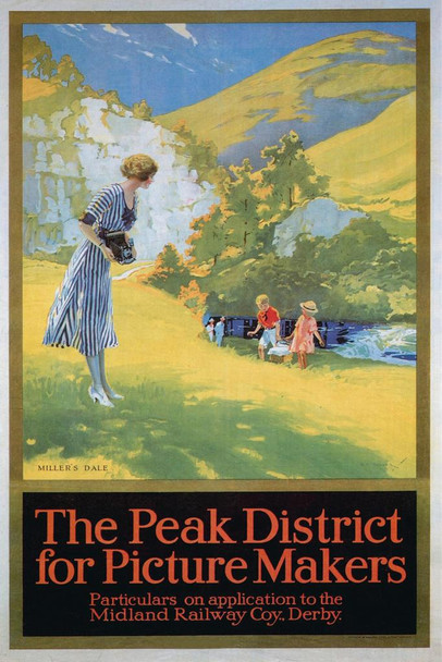 Laminated Midland Railway Coy Derbyshire England Vintage Travel Poster Dry Erase Wall Art 16x24