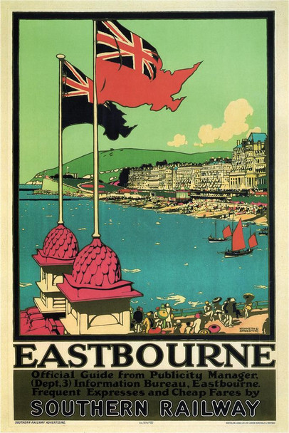 Laminated Southern Railway Eastbourne London England Tourism Vintage Travel Poster Dry Erase Wall Art 16x24