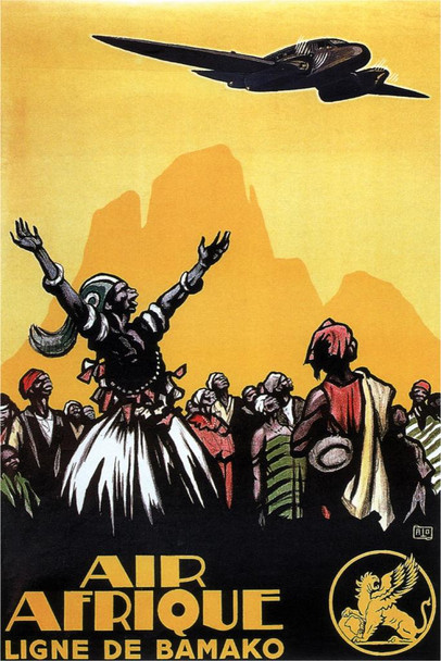 Laminated Air Afrique Africa Airline Vintage Travel Poster Dry Erase Wall Art 16x24