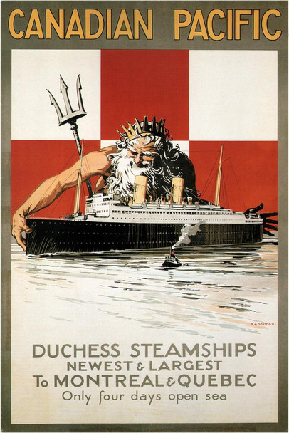 Laminated Canadian Pacific Duchess Steamships Montreal Quebec Vintage Travel Poster Dry Erase Wall Art 16x24
