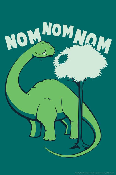 Veggiesaurus Nom Nom Nom Humor Dinosaur Poster For Kids Room Dino Pictures Bedroom Dinosaur Decor Dinosaur Pictures For Wall Dinosaur Wall Art Prints for Walls Cool Wall Art Print Poster 24x36
