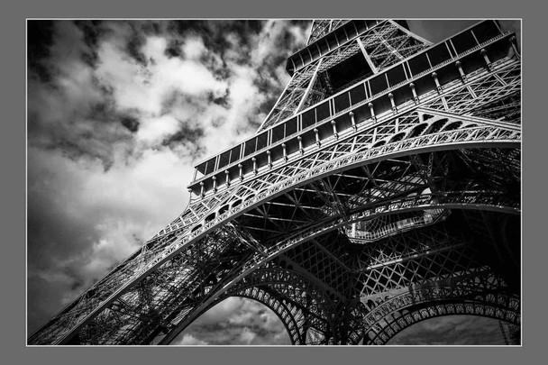 Laminated Eiffel Tower Ironwork Detail Black And White Paris Architecture Wall Art Print Poster 24x36
