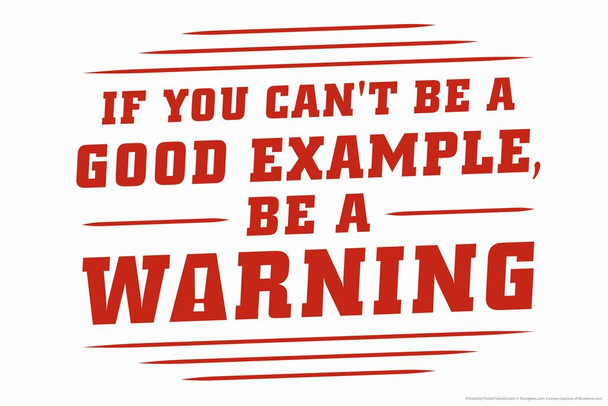 If You Cant Be a Good Example Be A Warning Humor Cool Wall Art Print Poster 36x24