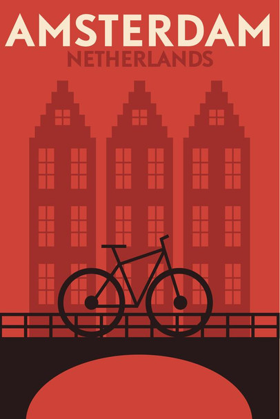 Amsterdam Netherlands Bicycle Retro Vintage Illustration Art Deco Vintage French Wall Art Nouveau French Advertising Vintage Poster Prints Art Nouveau Decor Cool Wall Decor Art Print Poster 24x36