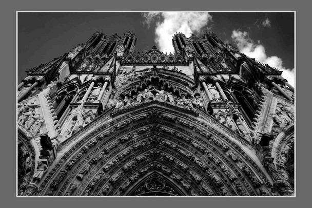 Laminated Notre Dame Cathedral Gothic Detail Black And White Paris Poster Dry Erase Wall Art 24x36