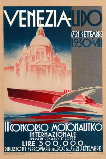 Laminated Venezia Lido 1930 Vintage Illustration Art Deco Vintage French Wall Art Nouveau French Advertising Vintage Poster Prints Art Nouveau Decor Poster Dry Erase Wall Art 16x24