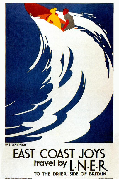 Laminated East Coast Joys Drier Side of Britain England Travel by LNER Vintage Illustration Travel Poster Dry Erase Wall Art 16x24