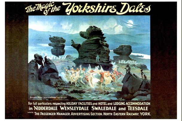 Laminated Magic of Yorkshire Dales England Summer Vacation Vintage Illustration Travel Poster Dry Erase Wall Art 16x24