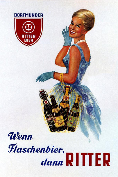Laminated Dortmunder Ritter Bier Germany Beer Vintage Illustration Art Deco French Wall Art Nouveau Booze Poster Print French Advertising Poster Dry Erase Wall Art 16x24