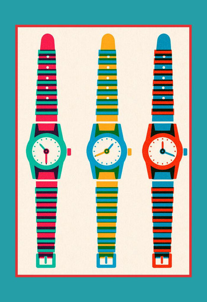 Retro 80s Colorful Watches Pop Art Wristwatch Print Graphic Cool Wall Art Print Poster 12x18