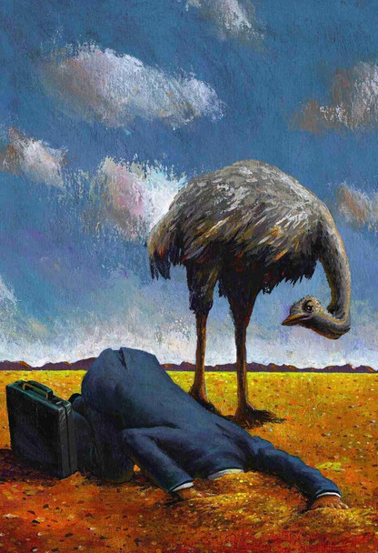 Head in Sand Vintage Surreal Funny Office Decor Cool Wall Art Print Poster 16x24