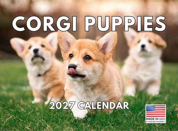 Corgi Puppy Calendar 2027 Monthly Wall Calender 12 Month