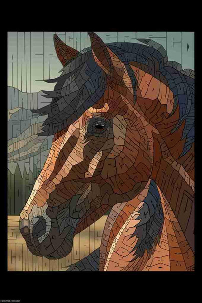 Curtis Epperson Quarter Horse Word Mosaic Art Hand Drawn Cool Wall Art Print Poster 24x36