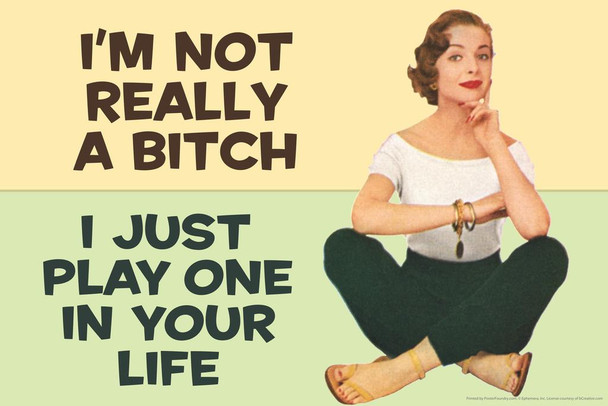 Im Not Really A Bitch I Just Play One In Your Life Humor Cool Wall Decor Art Print Poster 36x24