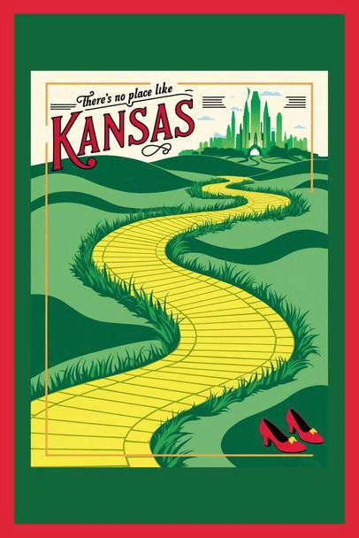Kansas Theres No Place Like Kansas Red Slippers Travel Poster Cool Wall Art Print Poster 24x36
