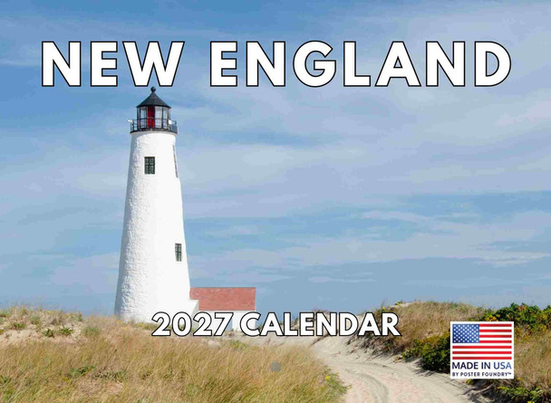 New England Calendar 2027 Monthly Wall Calender 12 Month