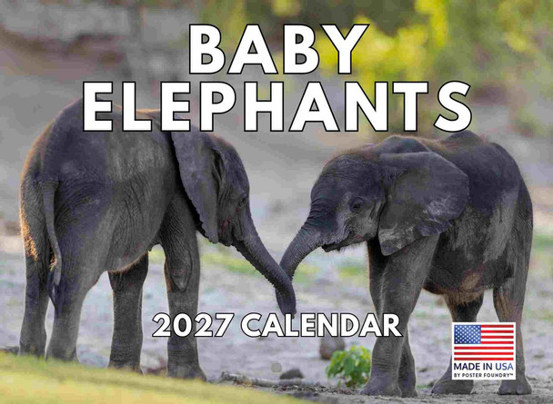 Baby Elephant Calendar 2027 Monthly Wall Calender 12 Month