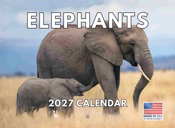 Elephant Calendar 2027 Monthly Wall Calender 12 Month