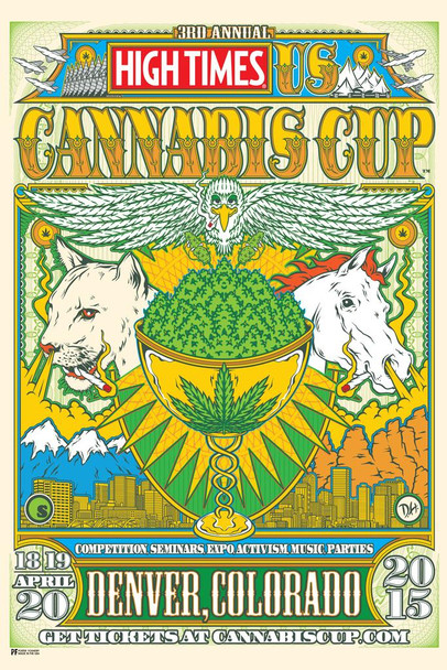 Laminated High Times Cannabis Cup Denver 2015 Poster Dry Erase Wall Art 12x18