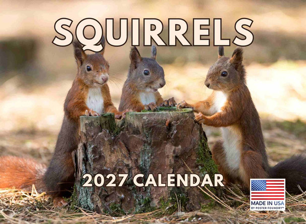 Squirrel Calendar 2027 Monthly Wall Calender 12 Month