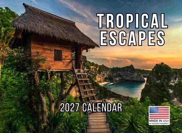 Tropical Escape Monthly Wall Calendar 2027 12 Month