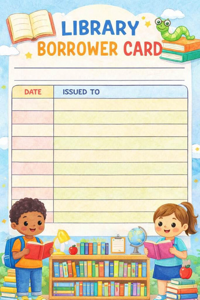 Library Borrower Card Classroom Back To School Cool Wall Art Print Poster 16x24