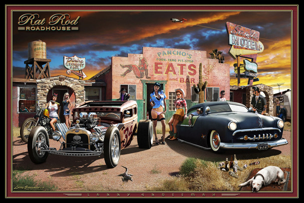 Rat Rod Roadhouse Poster by Larry Grossman Cool Wall Art Print Poster 12x18