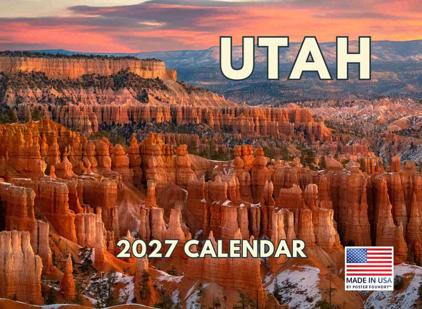 Utah Calendar 2027 Monthly Wall Calender 12 Month