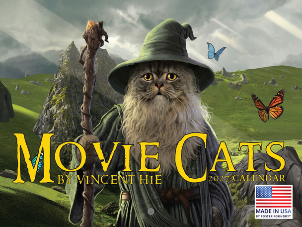 Movie Cats Calendar 2027 by Vincent Hie Funny Pop Culture Cats  in Movies Wall Monthly 12 Month | American Made In The USA