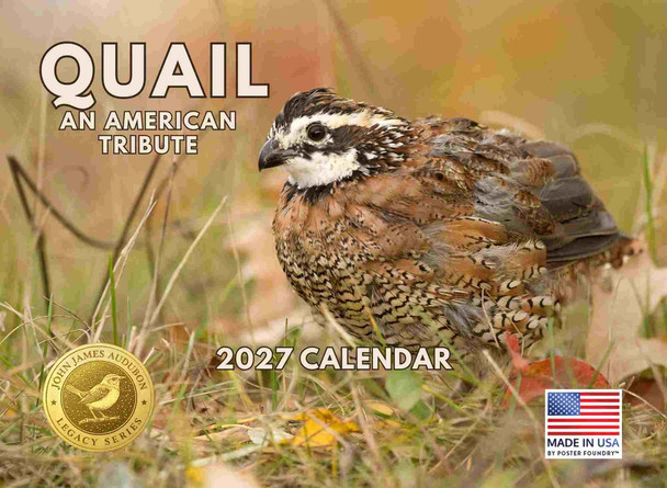 JJ Audubon Tribute Quail Calendar 2027 Bird Monthly Wall Calender 12 Month
