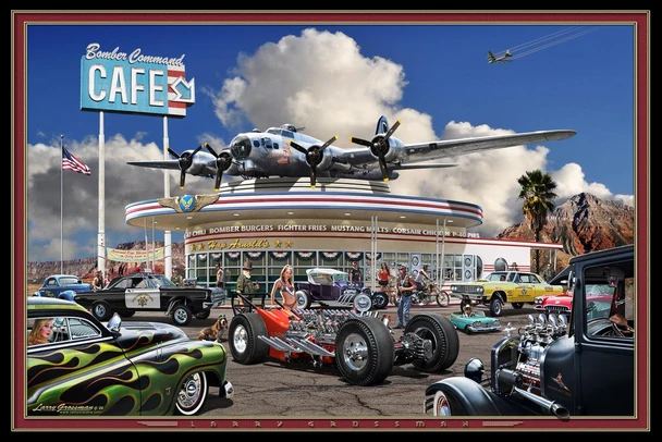 Bomber Command Cafe by Larry Grossman Print Poster 16x24