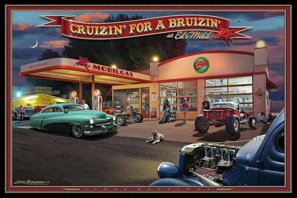 Cruizin for a Bruizin at Eds Mobile by Larry Grossman Print Poster 16x24