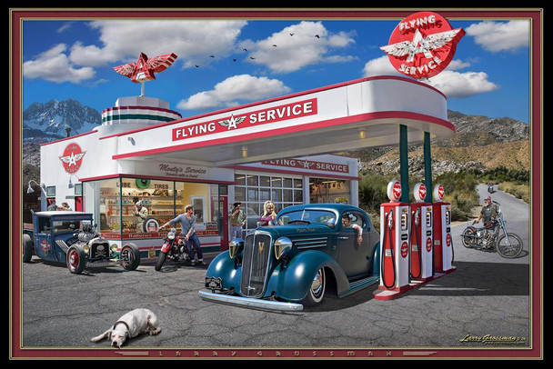 Montys Flying A Service by Larry Grossman Print Poster 24x36