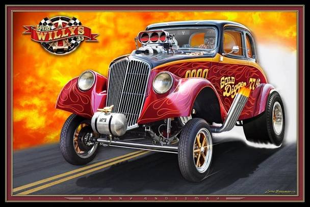 Wild Willys Gasser by Larry Grossman Print Poster 24x36