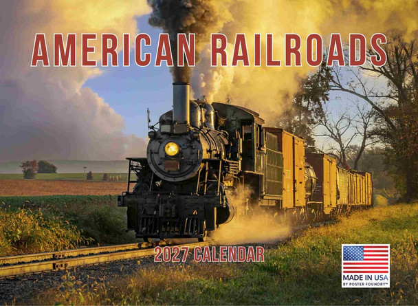 Steam Train Calendar 2027 American Railroad Monthly Wall Calender 12 Month