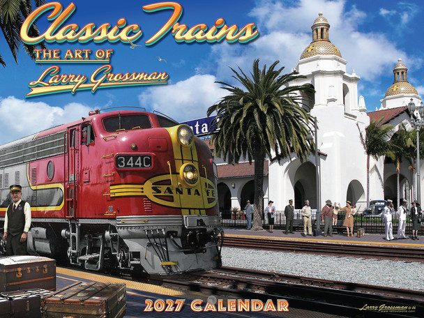 Train Calendar 2027 Classic Railroad Trains by Larry Grossman Monthly Wall Calender 12 Month