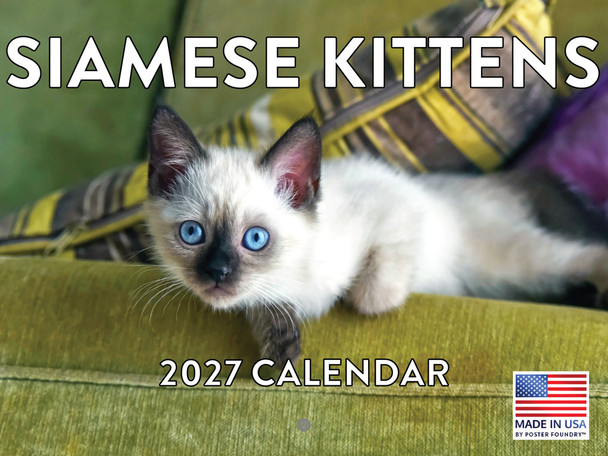 Siamese Kitten Calendar 2027 Cat Monthly Wall Calender 12 Month